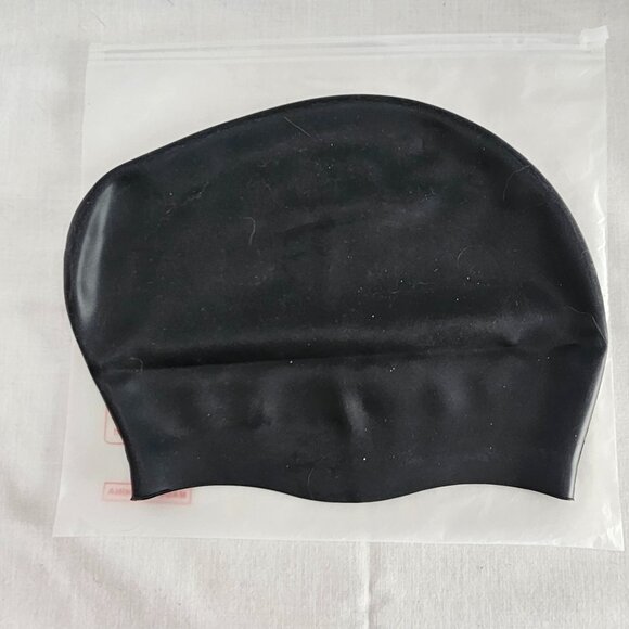 Aegend Swim Cap For Long Hair - Black - New Never Used - One Size Fits All - Picture 2 of 2
